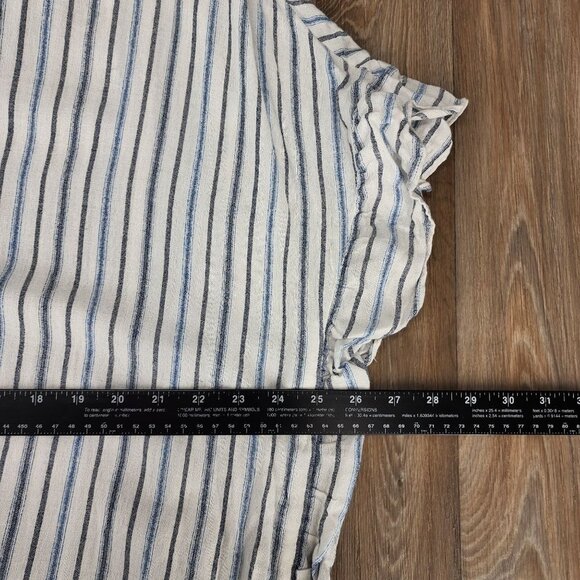 BCBGMAXAZRIA Womens Med/Large Striped V-Neck Cotton Blend Beachy Dress Cover-Up - Picture 5 of 7